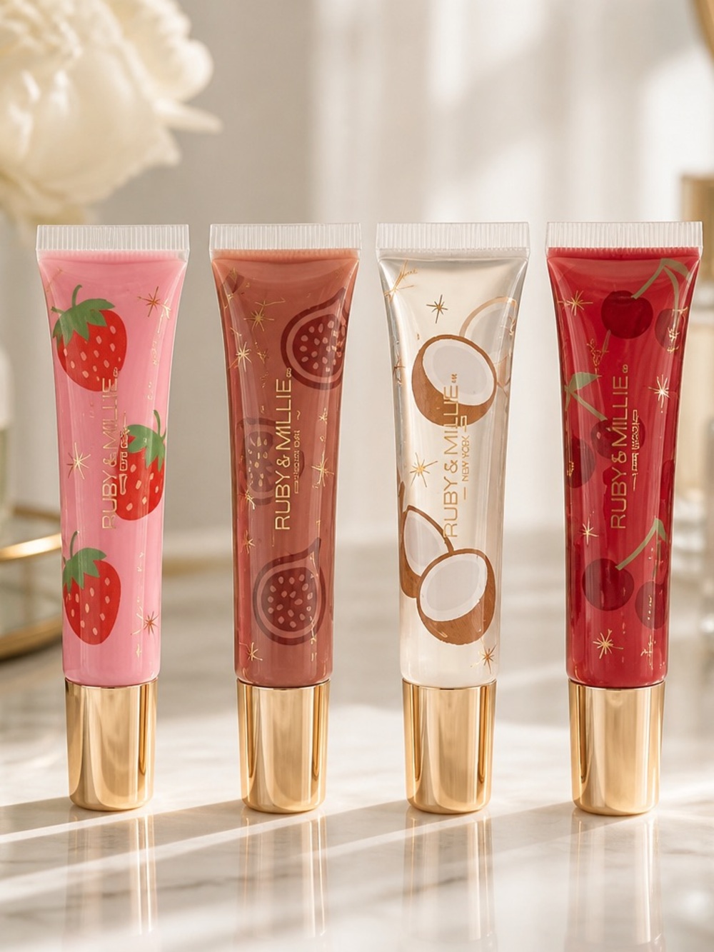 Ruby & Millie Ultimate Lip Oil Collection 4 Pc Gift Set New